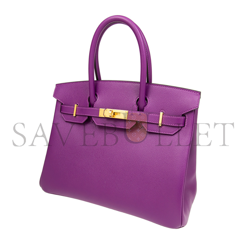 HERMES MASTER BIRKIN 30 EP LEATHER ANEMONE PURPLE GOLD BUCKLE BAG BK30P9EPGP (30*23*15cm)
