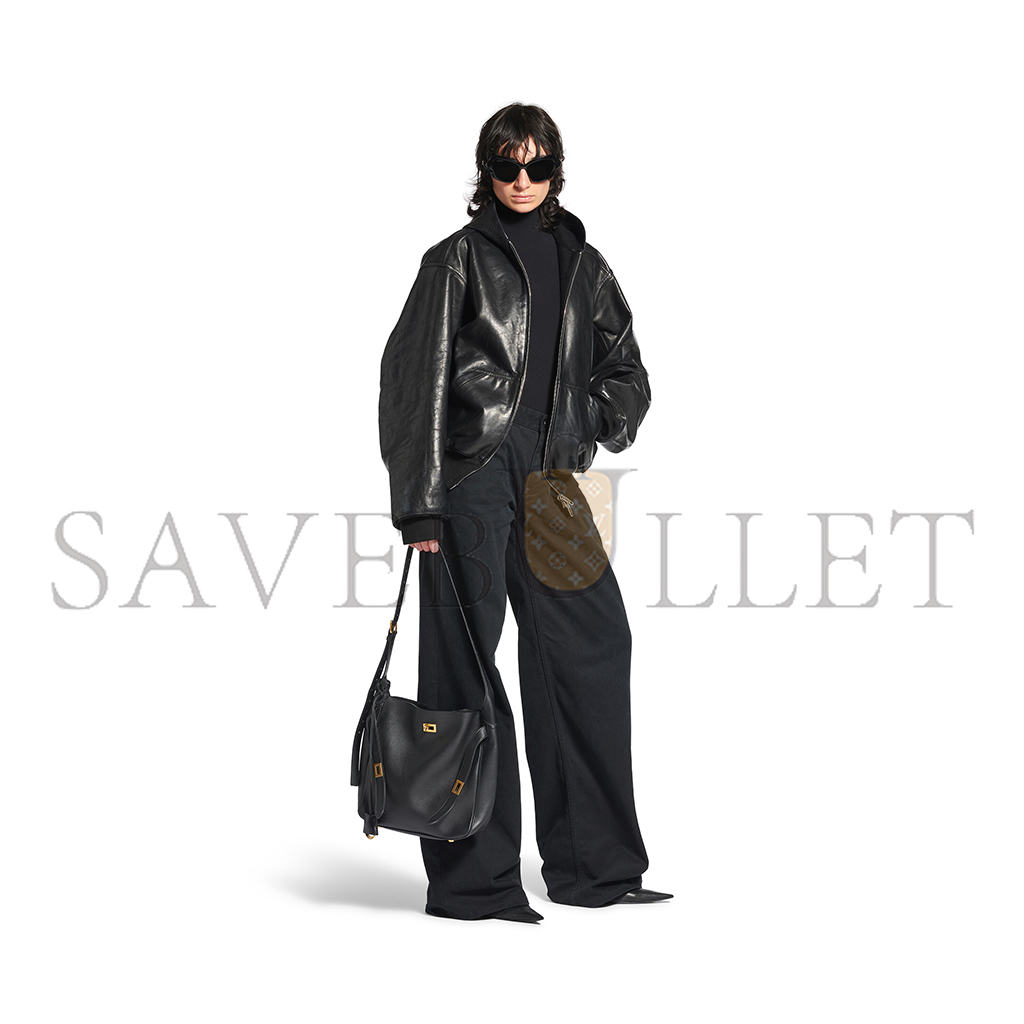 BALENCIAGA BEL AIR SMALL HOBO BAG IN BLACK SMOOTH CALFSKIN, GOLD HARDWARE 8110182ABAV1000 (26.9*25.9*9.9cm) BALENCIAGA BEL AIR SMALL HOBO BAG IN BLACK SMOOTH CALFSKIN, GOLD HARDWARE 8110182ABAV1000 (26.9*25.9*9.9cm)