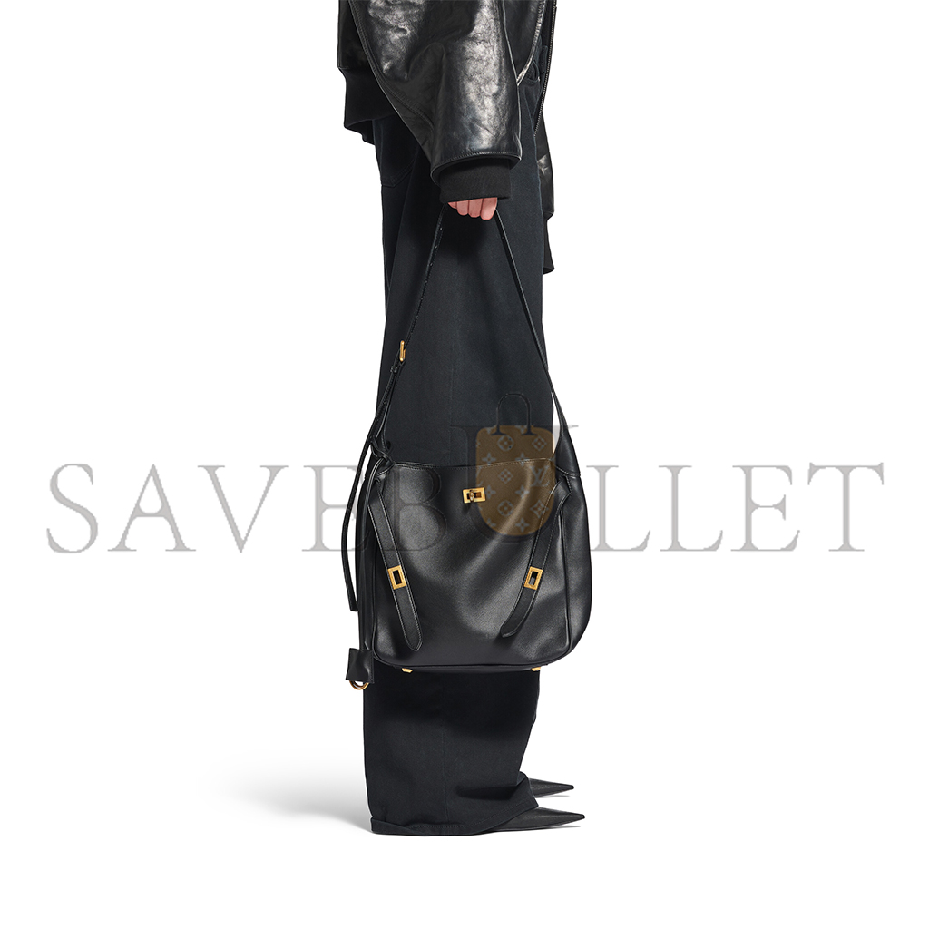 BALENCIAGA BEL AIR SMALL HOBO BAG IN BLACK SMOOTH CALFSKIN, GOLD HARDWARE 8110182ABAV1000 (26.9*25.9*9.9cm) BALENCIAGA BEL AIR SMALL HOBO BAG IN BLACK SMOOTH CALFSKIN, GOLD HARDWARE 8110182ABAV1000 (26.9*25.9*9.9cm)