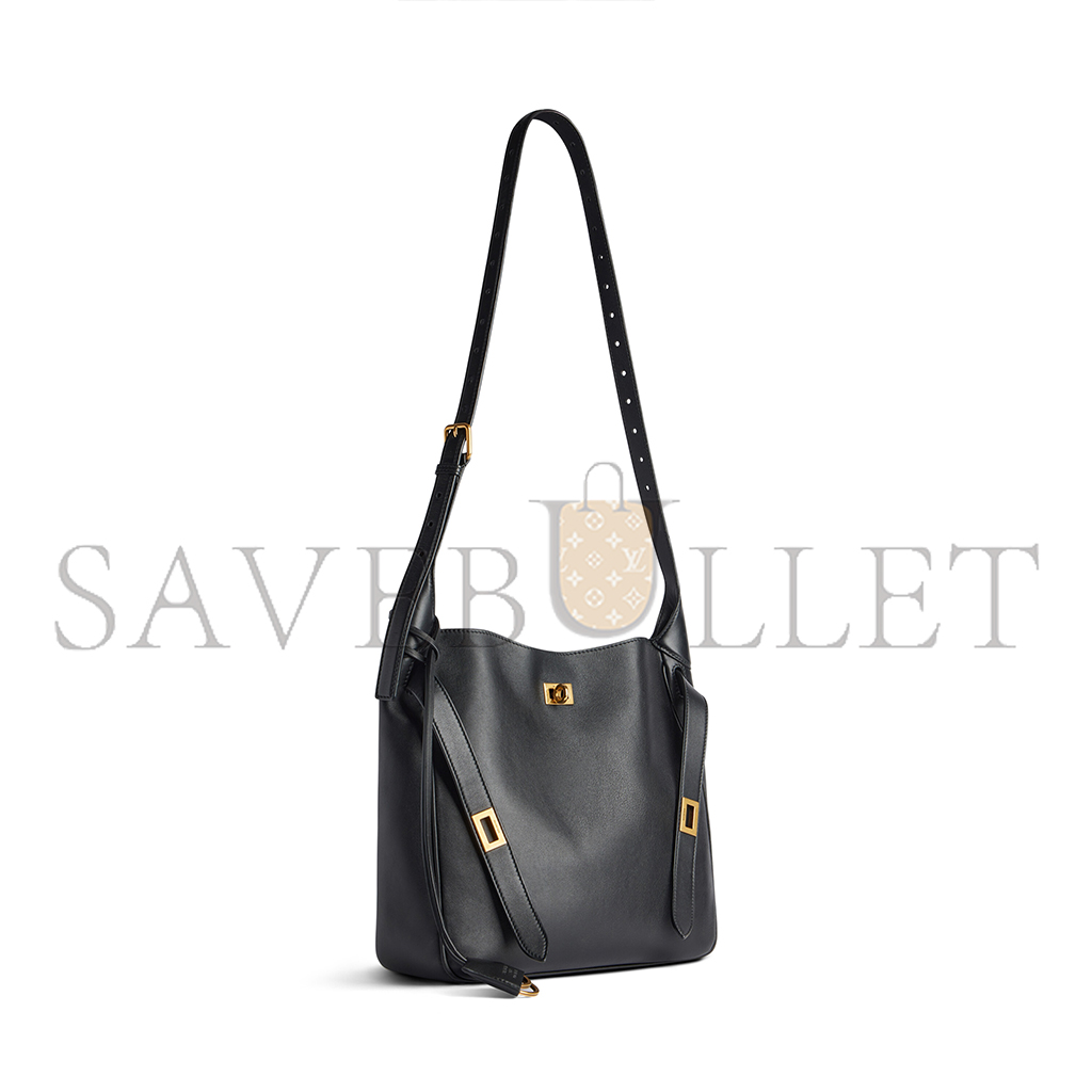 BALENCIAGA BEL AIR SMALL HOBO BAG IN BLACK SMOOTH CALFSKIN, GOLD HARDWARE 8110182ABAV1000 (26.9*25.9*9.9cm) BALENCIAGA BEL AIR SMALL HOBO BAG IN BLACK SMOOTH CALFSKIN, GOLD HARDWARE 8110182ABAV1000 (26.9*25.9*9.9cm)