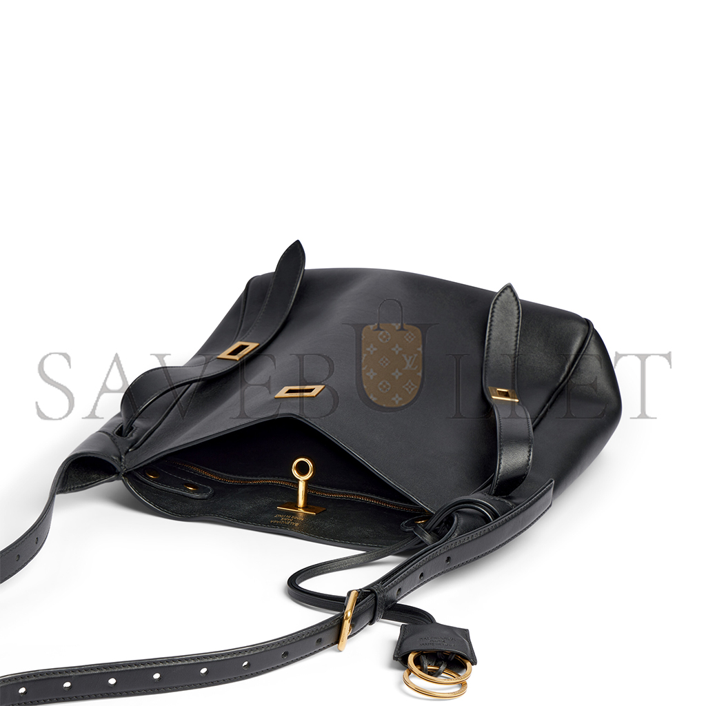 BALENCIAGA BEL AIR SMALL HOBO BAG IN BLACK SMOOTH CALFSKIN, GOLD HARDWARE 8110182ABAV1000 (26.9*25.9*9.9cm) BALENCIAGA BEL AIR SMALL HOBO BAG IN BLACK SMOOTH CALFSKIN, GOLD HARDWARE 8110182ABAV1000 (26.9*25.9*9.9cm)