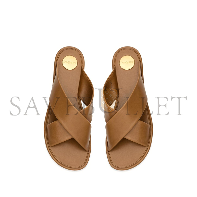 YSL CARLYLE SLIDES IN SMOOTH LEATHER 825283AADF02526
