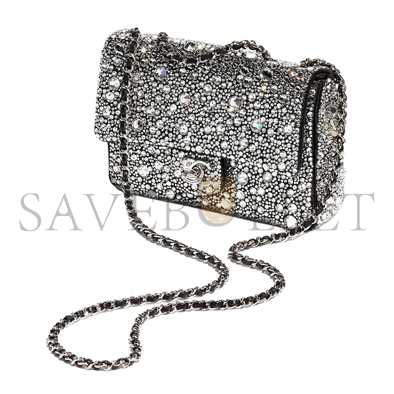 CHANEL MASTER MINI FLAP BAG SATIN STRASS AS4142 (20*13*6cm)