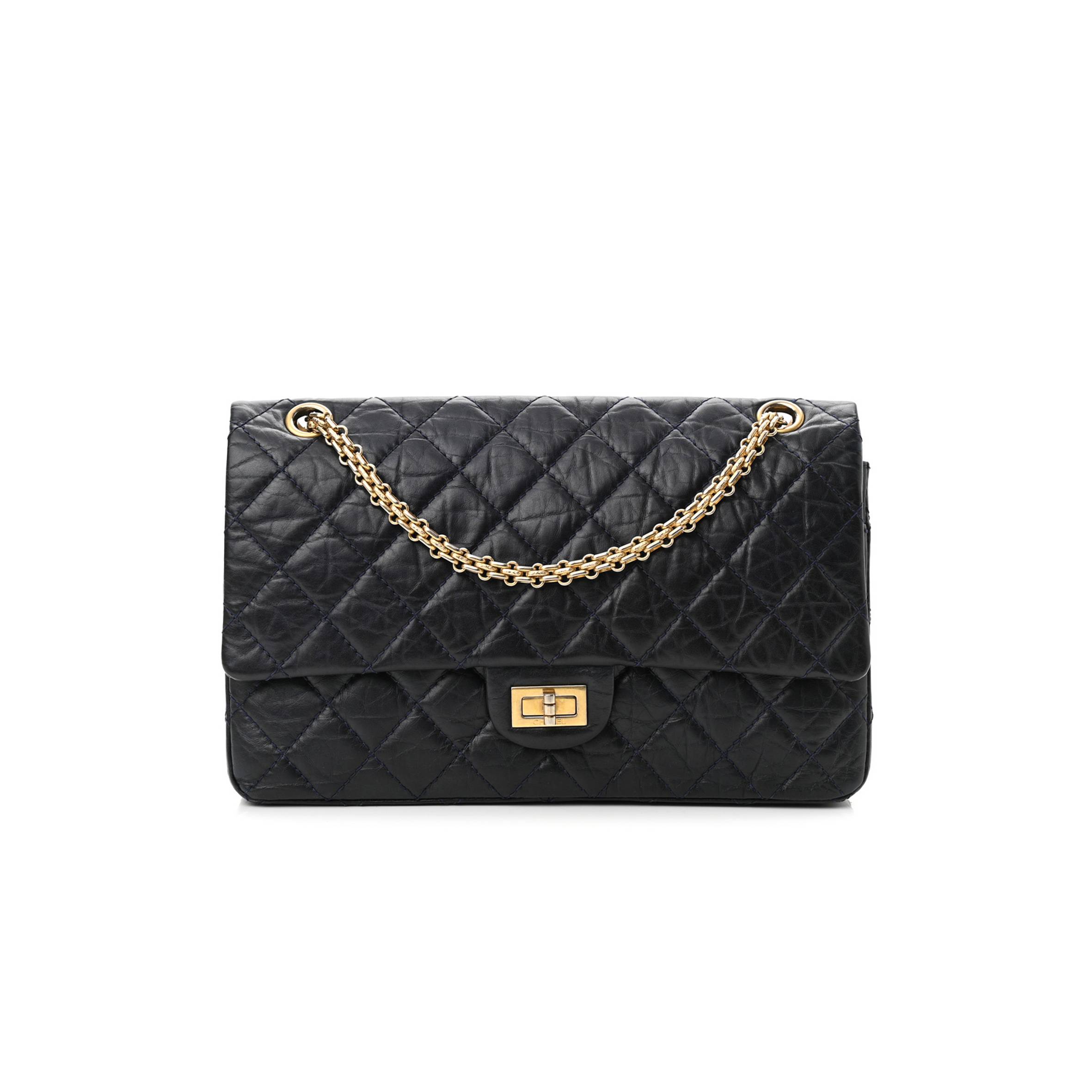 CHANEL CALFSKIN QUILTED 2.55 226 FLAP NAVY BLUE (27*17*9cm) CHANEL CALFSKIN QUILTED 2.55 226 FLAP NAVY BLUE (27*17*9cm)